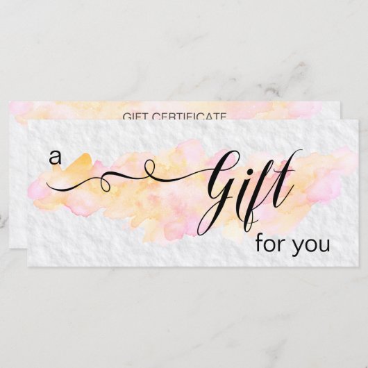 *~*抽象芸術水彩ピーチピンクギフトカード (正面/裏面)