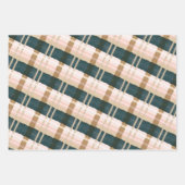 抽象芸術水彩フェスティバルグリーン&ピンクパターン ラッピングペーパーシート (正面2)