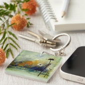 抽象芸術水彩フラワーキーチェーン キーホルダー (正面右)