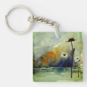 抽象芸術水彩フラワーキーチェーン キーホルダー (正面)