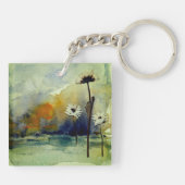 抽象芸術水彩フラワーキーチェーン キーホルダー (裏面)