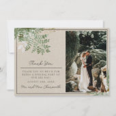 抽象芸術水彩フローラセージ結婚グリーン サンキューカード (正面)