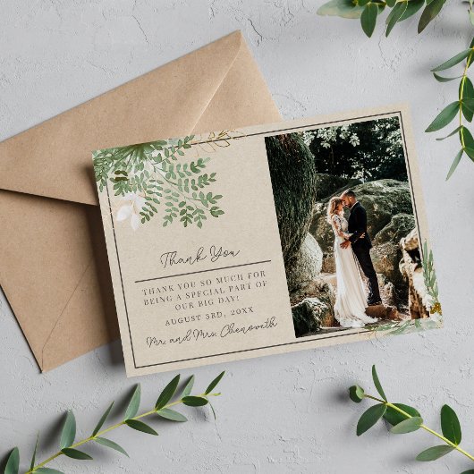 抽象芸術水彩フローラセージ結婚グリーン サンキューカード