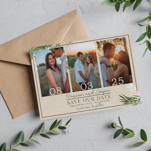 抽象芸術水彩フローラセージ結婚グリーン セーブザデート