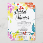 抽象芸術水彩フローラブライダルシャワー 招待状 (正面/裏面)
