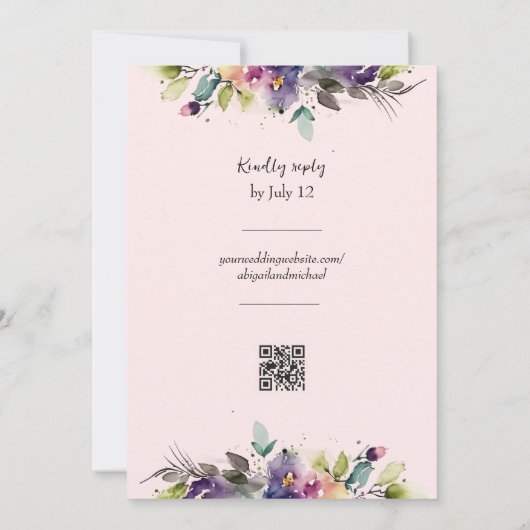 抽象芸術水彩フローラ結婚式招待状 招待状 (裏面)