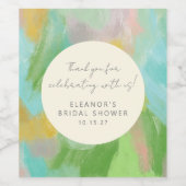 抽象芸術水彩ブライダルシャワーカスタムサンキュー ワインラベル (シングルラベル)