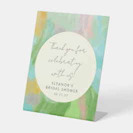 抽象芸術水彩ブライダルシャワーカスタムサンキュー 台座サイン
