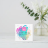 抽象芸術水彩ブラシストロックアーティスト スクエア名刺 (スタンド正面)