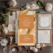 抽象芸術水彩ブラシストロ結婚ーク オールインワン招待状