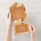 抽象芸術水彩ブラシストロ結婚ーク オールインワン招待状 (貼ってはがせる)