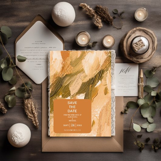 抽象芸術水彩ブラシストロ結婚ーク セーブザデート