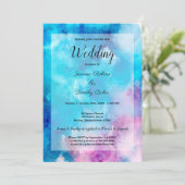 抽象芸術水彩ブルーパープル結婚式招待状 招待状 (スタンド正面)