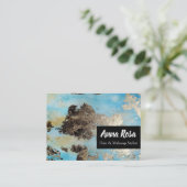 *抽象芸術水彩ブルーブラックシルバー刺激的 名刺 (スタンド正面)