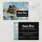 *抽象芸術水彩ブルーブラックシルバー刺激的 名刺 (正面/裏面)