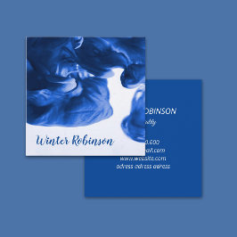 抽象芸術水彩ブルー正方形ホワイトプロフェッショナル スクエア名刺