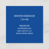 抽象芸術水彩ブルー正方形ホワイトプロフェッショナル スクエア名刺 (裏面)