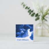 抽象芸術水彩ブルー正方形ホワイトプロフェッショナル スクエア名刺 (スタンド正面)