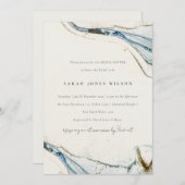 抽象芸術水彩ブルー金ゴールドビーチブライダルシャワー 招待状 (正面/裏面)
