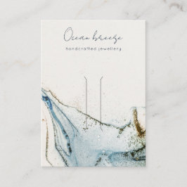 抽象芸術水彩ブルー金ゴールドヘアクリップホルダー 名刺