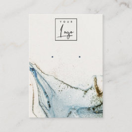 抽象芸術水彩ブルー金ゴールドロゴイヤリングホルダー 名刺