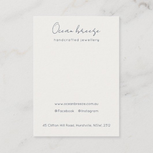 抽象芸術水彩ブルー金ゴールドロゴヘアクリップホルダー 名刺 (裏面)