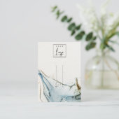 抽象芸術水彩ブルー金ゴールドロゴヘアクリップホルダー 名刺 (スタンド正面)