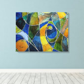 抽象芸術水彩ペン&インク キャンバスプリント (インサイチュ (ウッドフロア))