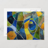 抽象芸術水彩ペン&インク ポストカード (正面/裏面)