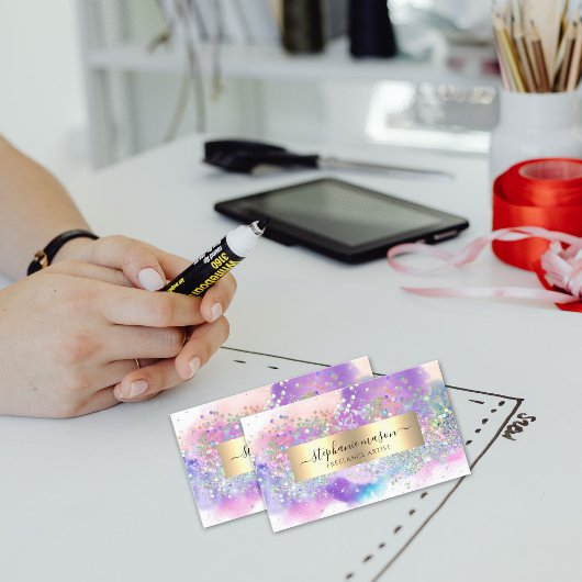 抽象芸術水彩ホログラフィーグリッター作家 コーリングカード