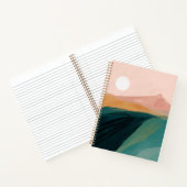 抽象芸術水彩マウンテンピンクグリーンイエロー ノートブック (内部)