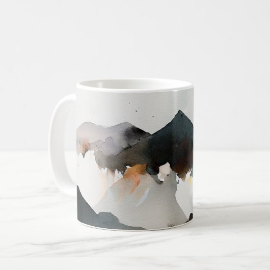 抽象芸術水彩マウンテンランドスケープ コーヒーマグカップ (正面左)