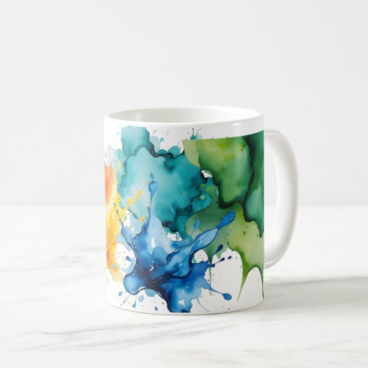抽象芸術水彩マグ コーヒーマグカップ (正面右)