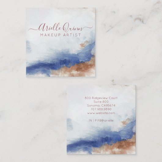 抽象芸術水彩メイクアップアーティスト スクエア名刺 (正面/裏面)