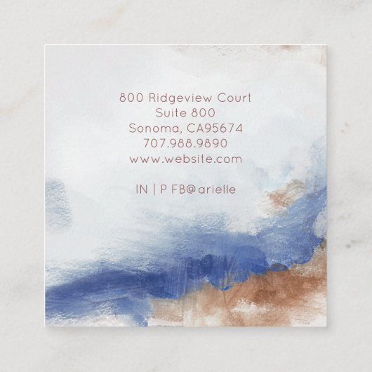 抽象芸術水彩メイクアップアーティスト スクエア名刺 (裏面)
