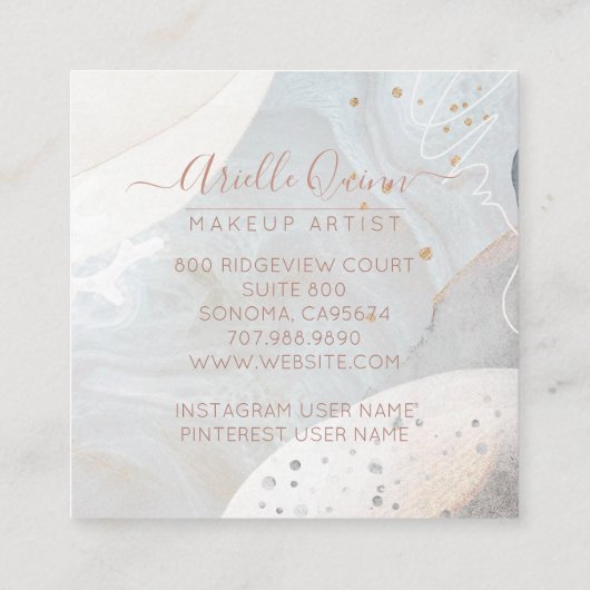 抽象芸術水彩メイクアップアーティスト スクエア名刺 (裏面)