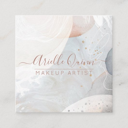 抽象芸術水彩メイクアップアーティスト スクエア名刺 (正面)