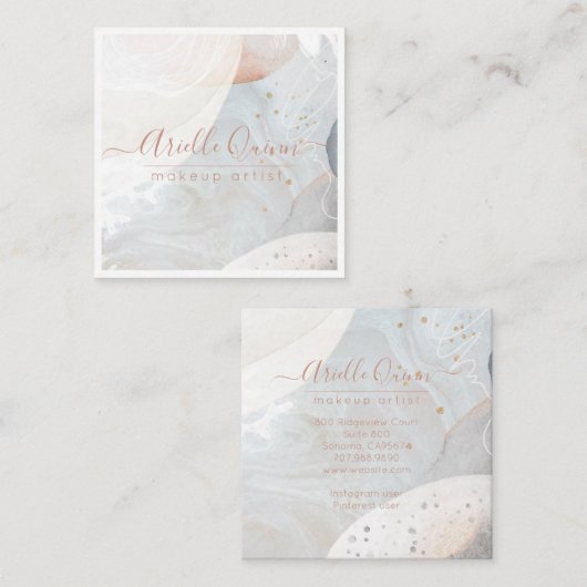 抽象芸術水彩メイクアップアーティスト スクエア名刺 (正面/裏面)