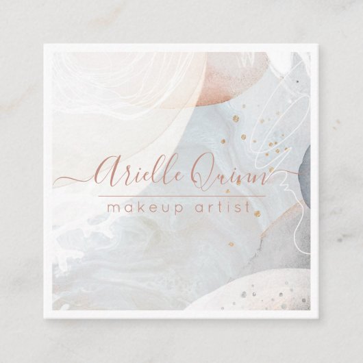 抽象芸術水彩メイクアップアーティスト スクエア名刺 (正面)