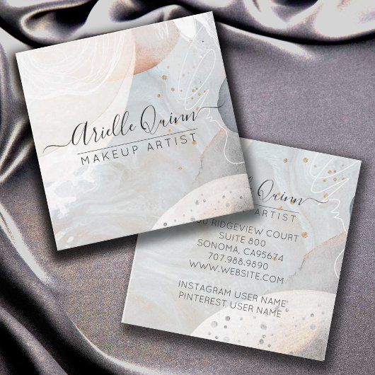 抽象芸術水彩メイクアップアーティスト スクエア名刺