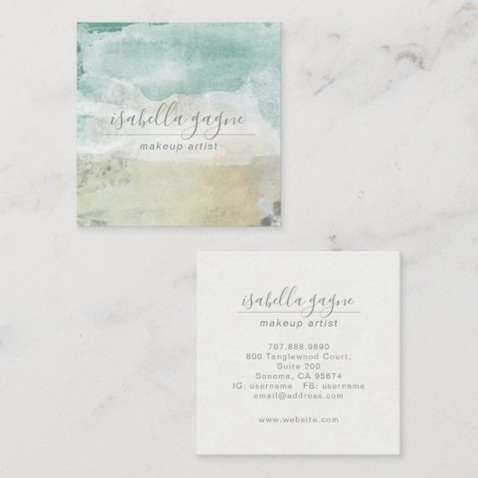 抽象芸術水彩メイクアップアーティスト スクエア名刺 (正面/裏面)