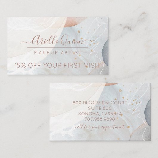 抽象芸術水彩メイクアップアーティスト 割引カード (正面/裏面)