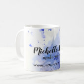 抽象芸術水彩ライトブルースプラッシュブラシストローク コーヒーマグカップ (正面左)