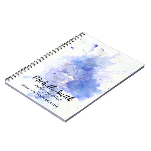 抽象芸術水彩ライトブルースプラッシュブラシストローク ノートブック (左側)