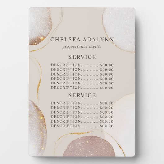 抽象芸術水彩ラグジュアリー金ゴールドシェイプ価格メニュー フォトプラーク (正面)