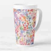 抽象芸術水彩ルーズ花模様 カフェラテマグ (右アングル)