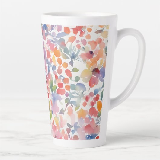 抽象芸術水彩ルーズ花模様 カフェラテマグ (右)