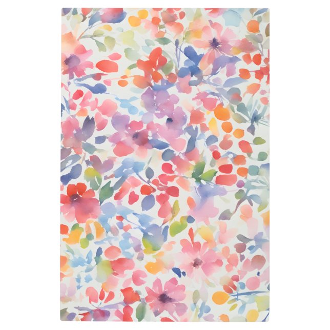 抽象芸術水彩ルーズ花模様 メタルプリント (正面)