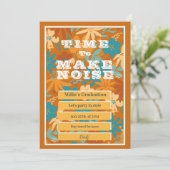 抽象芸術水彩ワイルドフラワー金ゴールド卒業 案内状 (スタンド正面)