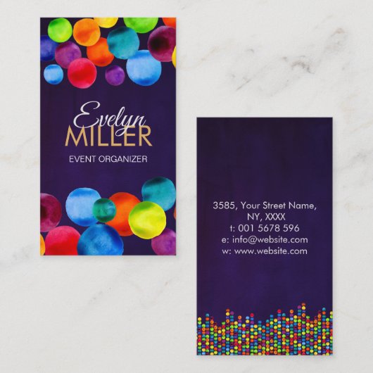 抽象芸術水彩円 名刺 (正面/裏面)